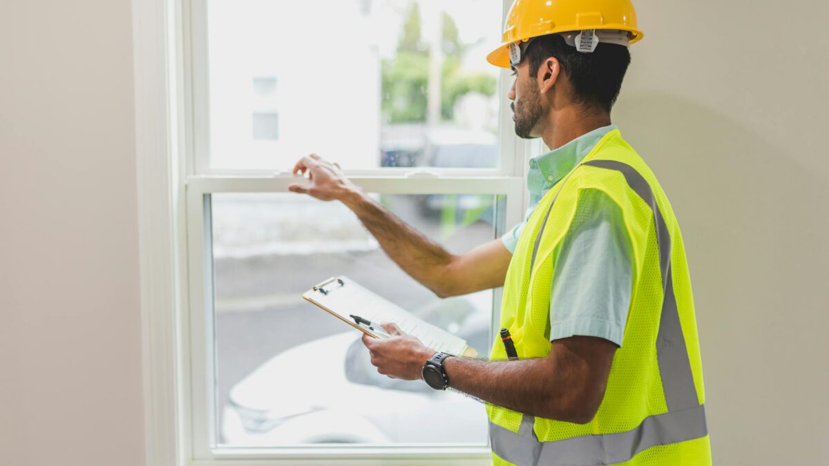 Professional home inspector checking foundation walls during Edmonton home inspection