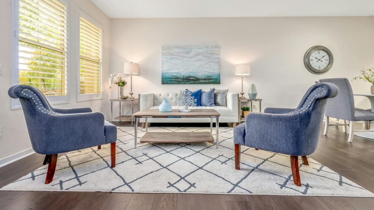 Professionally staged Edmonton living room prepared for real estate listing photos