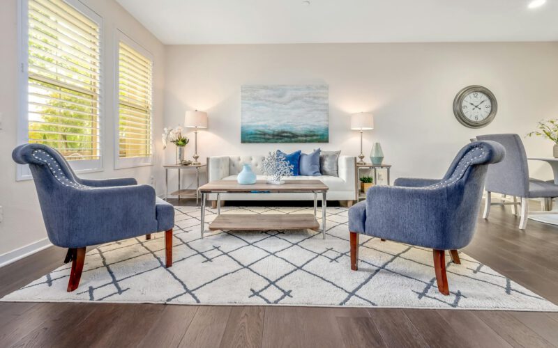 Professionally staged Edmonton living room prepared for real estate listing photos